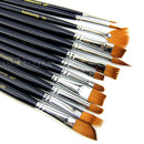 12 x Artist Nylon Hair Watercolour Acrylic Oil Painting Paint Brush Set Supply