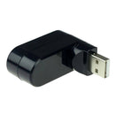 180 Degree Rotate USB 2.0 HUB Mini 3 Ports Splitter Hub Adapter Black