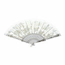 Chinese Dance Party Wedding Lace Flower Folding Hand Held Flower Fan White