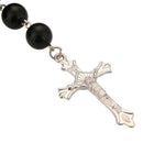 Fashion Top Black Tone Bead Chain Jesus Christ Cross Pendant Long Necklacce