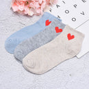 1pair Socks Women Red Heart Pattern Soft Breathable Cotton Socks OZ