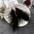Fashion Sweet Feather Drop Earrings Pearls Tassel Rhinestone Chains Long Da F2H8