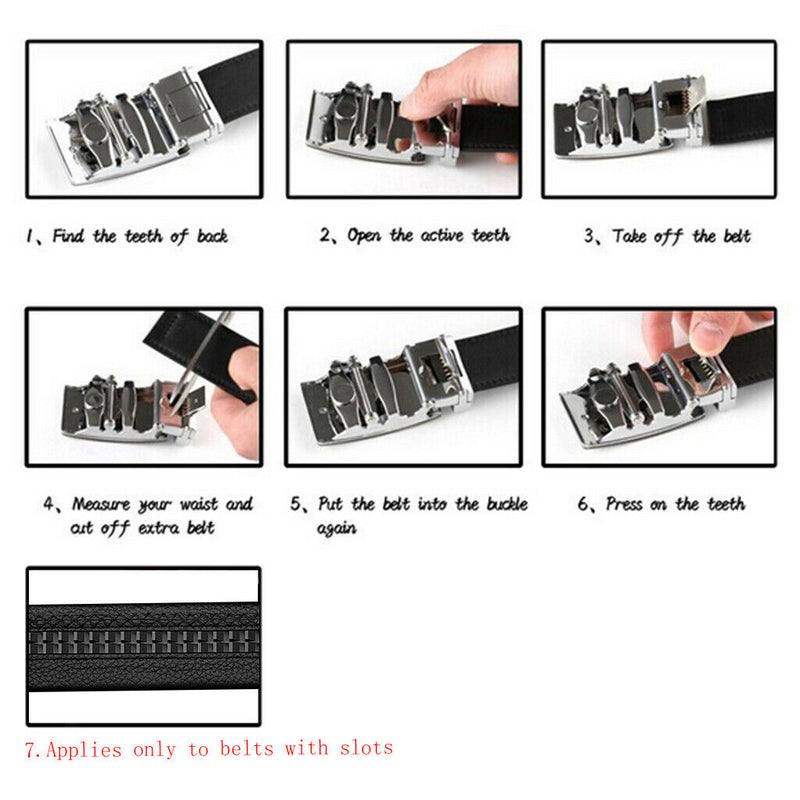 2Pack Men Automatic Sliding Click Buckle, Ratchet Leather Belt Buckle