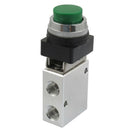 JM-322PPL 13mm Thread 2 Position 3 Way Green Push Button Air Mechanical Val