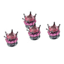 4 x Car Crown Diamond Tyre Tire Wheel Stem Air Valve Dust Cover Screw Cap Pink