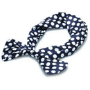 Lady Hair Head Band Wrap Scarf Headband Navy Blue Polka Dots Hot
