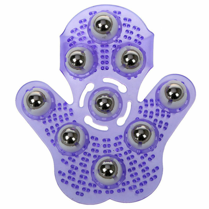 Metal Rolling Ball Massage Full Body Beauty Massager Glove Purple N3V5