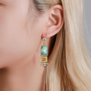 Retro Geometric Turquoise Drop Earrings Ethnic Ear Hook for Women Jewelry A