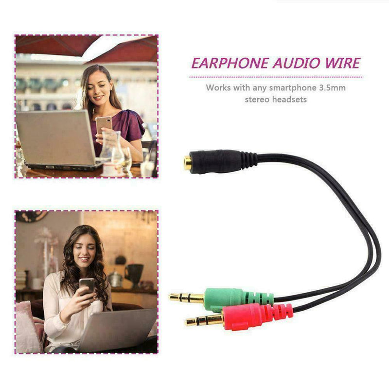 3.5mm Headphone Mic Audio Y Splitter Cable Audio Microphone For Speak Jack P3Y2