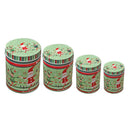 4pcs Christmas Iron Storage Box Santa Claus Snowman Elk Candy Can (Green) A