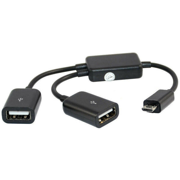 Micro-USB Host Cable,Micro-USB Male to 2X Type A Dual USB Female OTG Adapte P6W8
