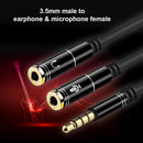 1 Male to 2 Female 3.5mm Audio Cable Headphone Mic AUX Y Splitter Adapter