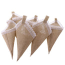 12pcs Hanging Burlap Lace Basket Pew Cone
