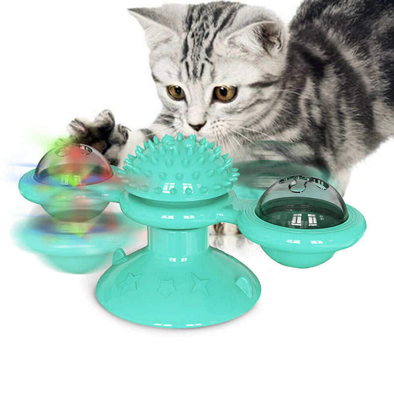 Cats Puzzle Turntable Windmill Ball Interactive Toys Pet Supplies (Blue) A