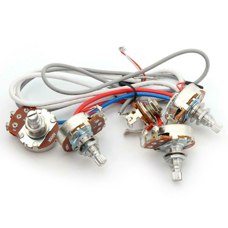 1Set Wiring Harness 2v2t Jack 500k Pots for Replacement LP Electric Guitar