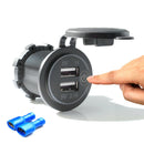 3.1A Dual USB Charger Socket with Touch Switch + 2 Terminals for Car Motorcycle