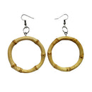 1 Pair Classic Country Fresh Natural Bamboo Round Hoop Dangle Hook Earrings