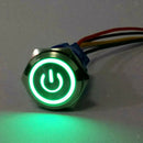 DC12V-24V 16mm Green Led Light Self-locking Push Button Switch for Industrial