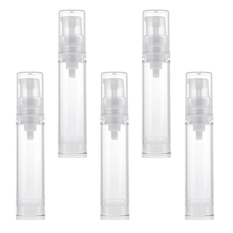 5pcs Empty Airless Pump Bottle 10ML Refillable Air Pump Bottles Travel Fine Mist