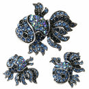 Crystal Fish Brooches Pin Women Alloy Shinny Rhinestone Goldfish Brooch Pin