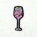 2PCS Wine Glass Cup Sequins Girls Embroidery Sew Iron On Patch Badges Applique