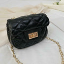 Girls PU Geometry Diamond Kids Messenger Shoulder Bags Small Bags (Black)