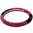 38cm leopard steering wheel cover in winter plush gear brake black/red