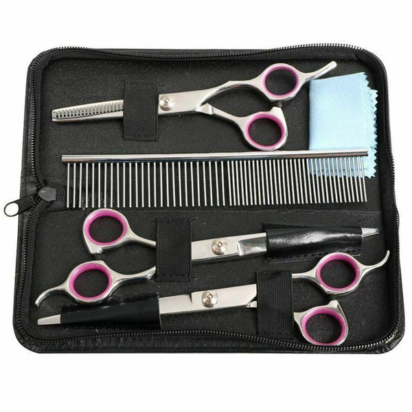 7 inchProfessional Pet Dog Grooming Scissors Set Straight&Curved&Thinning ShC8M9