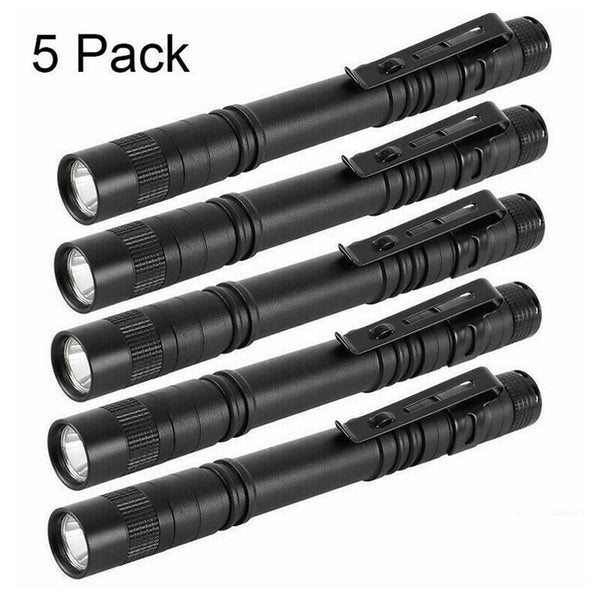 5PCS XPE-R3 LED Flashlight Clip Mini FlashLight Penlight Portable Pen Torch  Hn