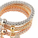 Women Fashion Charm 3PCS Crystal Rhinestone Heart Elastic Bracelets Bangle SE