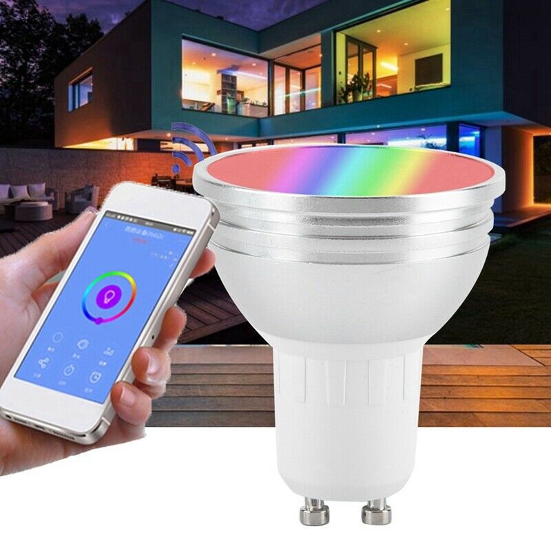 WiFi Smart Light Bulb GU10 6W RGBW WiFi LED Dimmable Light Cup Alexa for Go D2Q8