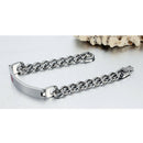 Mens Stainless Steel Chain  Alert ID Cuff Bracelet Wristband Bangle
