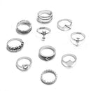 10pcs/set Bohemia Carved Rings Women Hollow Out Flower Knuckle Ring Jewelry