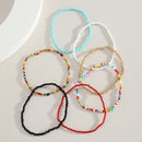7pcs/set Colorful  Handmade Beaded Anklet Bracelet Women Adjustable Foot Jew Gw