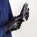 Leather Gloves Full Finger Mens Motorcycle Driving Winter Warm Touch Screen MO