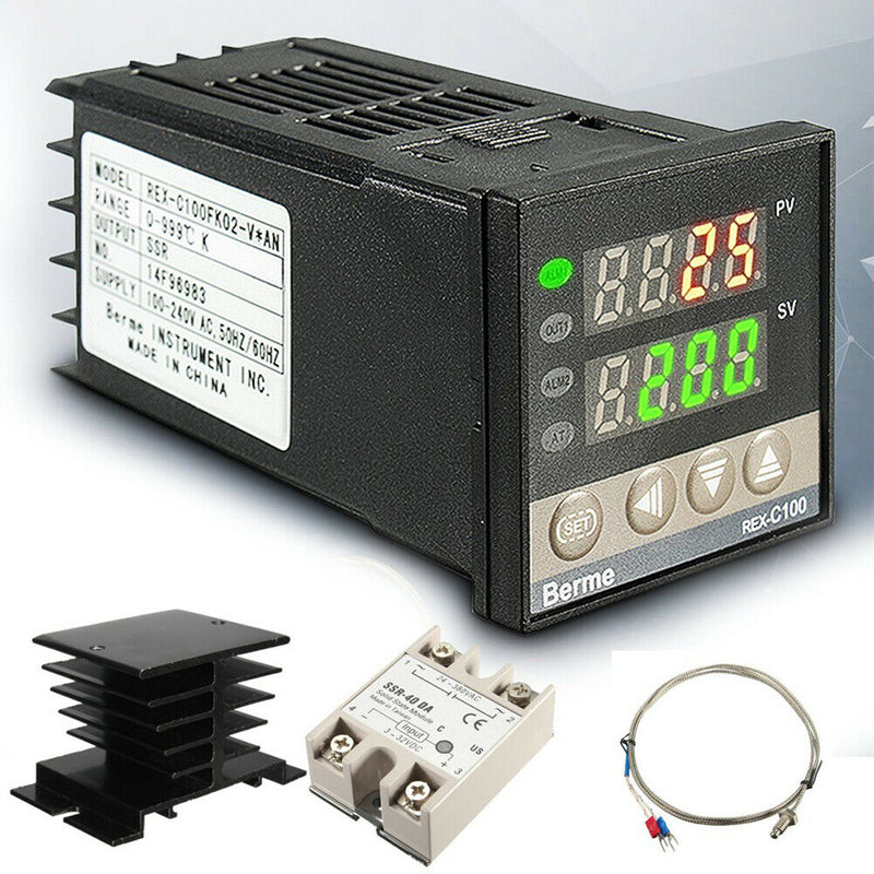 AC 100-240V Digital Thermostat PID Temperature Controller K sensor 40A SSR