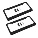 2 pcs Metal Black License Plate Frame Car Tag Cover with Screw Waterproof