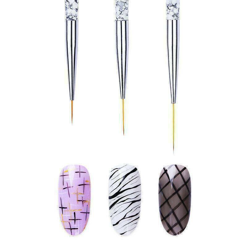 Nail Art Brush Liner Painting Drawing Flower Pen Marble Manicure Tools 3Pcs/Set