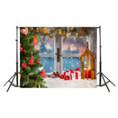 Christmas Background Cloth Party Snow Santa Claus Tree Photographic Family Decor