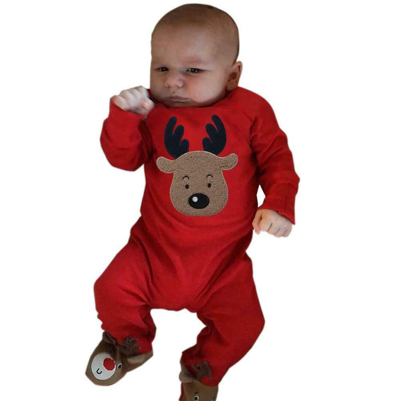 Winter Newborn Baby Thicken Fleece Cartoon Long Sleeves Romper(Red/70)