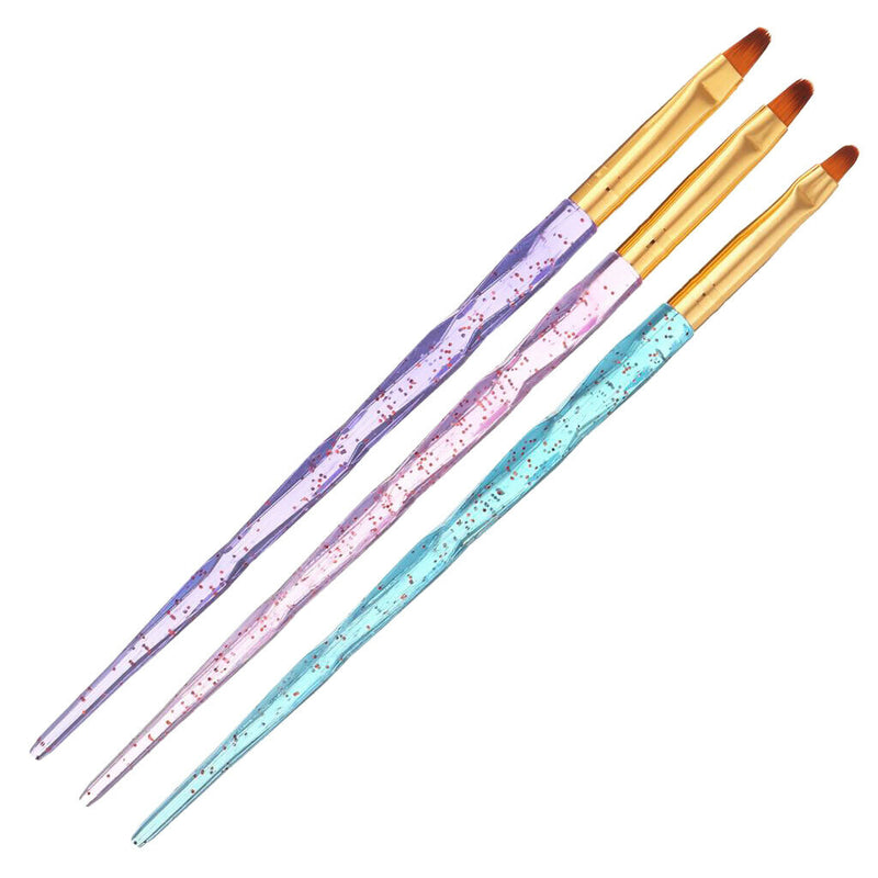 3 Pcs UV Gel Nail Art Brush Acrylic Painting Pen Kit For Salon Manicure DIY