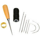 10pcs DIY Sewing Needles with Leather Waxed Thread Cord Drilling Awl and Thimble