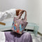 Mini Leather Shoulder Bag Women Graffiti Totes Messenger Handbag (Pink)