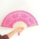 Lace Folding Handheld Fan Embroidered Bridal Hand Fan with Bamboo Staves fo H4N8