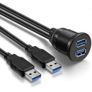 Car Usb3.0 Dual Port Extension Dashboard Panel Double New 1m Cable Waterpro W9B5