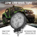 27W Spot Flood Combo Beam LED Offroad Work Light Car Boat Driving Fog Lamp