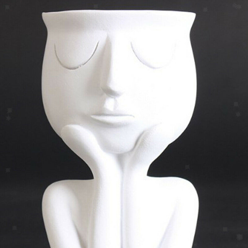 2pcs Humaniod Sculpture Flower Pot Planter Vase Bonsai Pots for Home Office