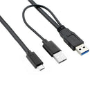 USB 3.0 Male & USB 2.0 Dual Power Data Y To Type-C USB-C Cable for Laptop & L9F8