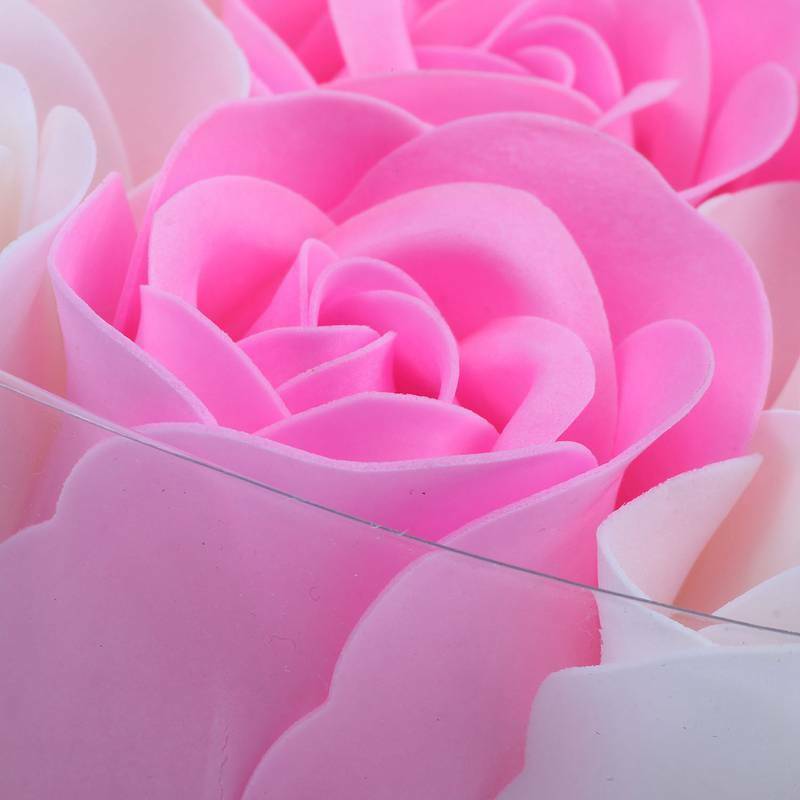 9Pcs Scented Rose Flower Petal Bath Body Soap Wedding Party Gift(Pink+White H6F1