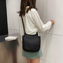 Solid Color Shoulder Handbags Leather Women Big Flap Crossbody Bags (Black)